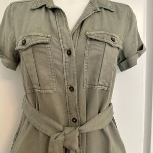 Super soft, sage green button down dress